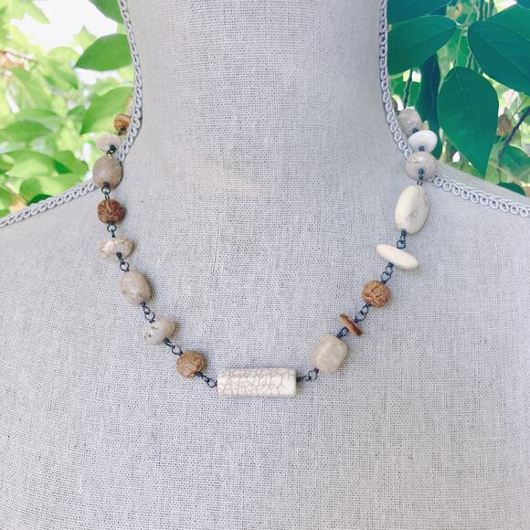 Retired Signed Silpada N1692 Necklace Sterling Silver White Howlite African Opal - Picture 4 of 14